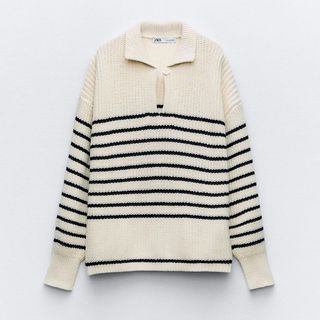 Zara Stripe polo neck sweater