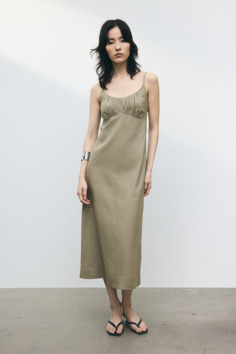 Linen-Blend Strappy Dress
