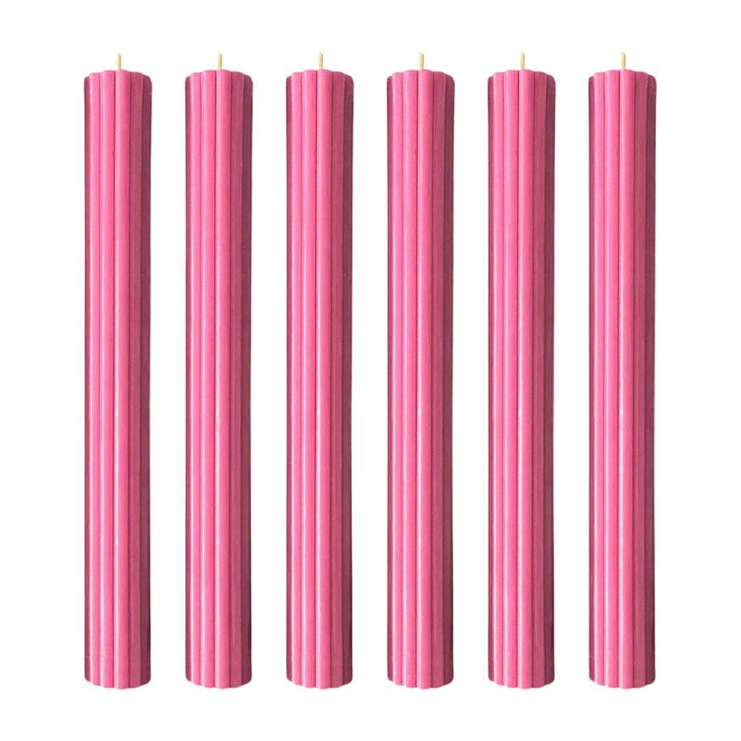 MG&amp;amp;Co., Ribbed Beeswax Candles Pack, Raspberry