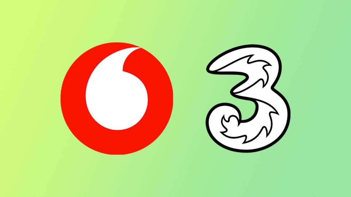 Vodafone and Three logos