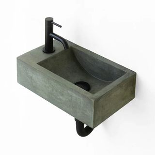 A Small Wall Hung Copper Green Cloakroom Basin