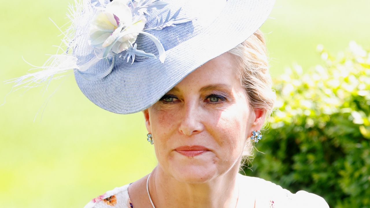 Duchess Sophie’s watercolor floral Ascot tea dress seen as she attends day 3 &#039;Ladies Day&#039; of Royal Ascot 2023