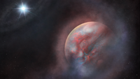 Artist's illustration of the second-generation planet that has formed around white dwarf HS 0209+0832.