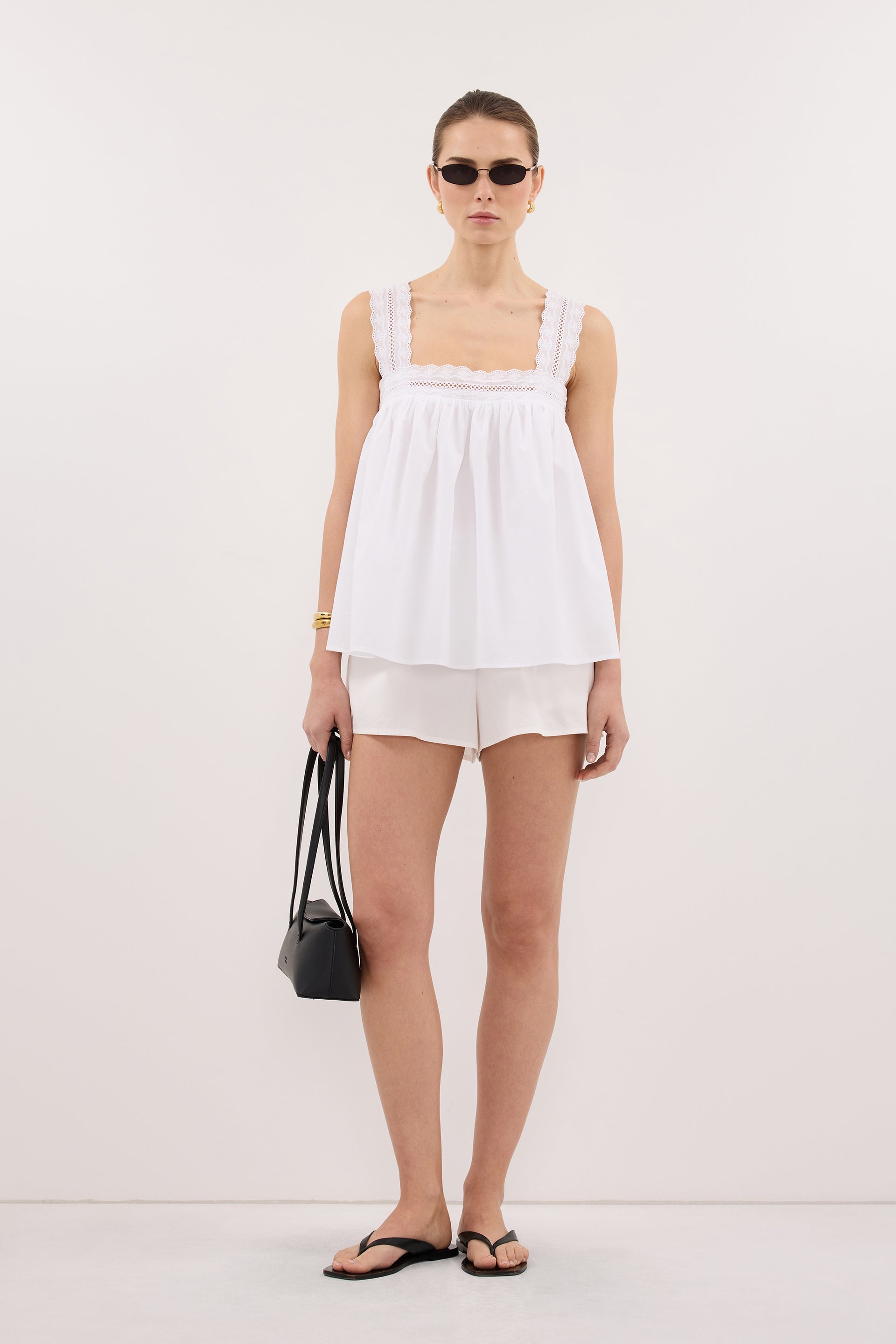 Miranda White Lace Trim Top - 0 / White