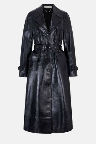 Brady Trench Coat in Navy Leather