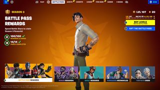The Battle Pass screen for Fortnite Chapter 4 Season 3