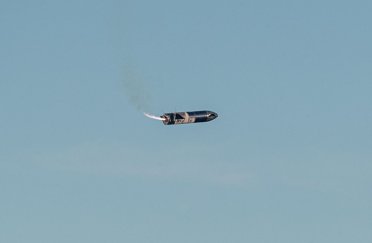 SpaceX's Starship SN8 launches on its first high-altitude flight from the company's Boca Chica site in South Texas on Dec. 8, 2020.