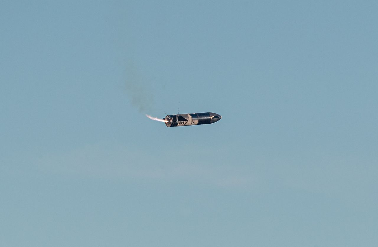 SpaceX's Starship SN8 launches on its first high-altitude flight from the company's Boca Chica site in South Texas on Dec. 8, 2020.