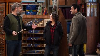 Darlene and Nick in hardware store with Ben on The Conners
