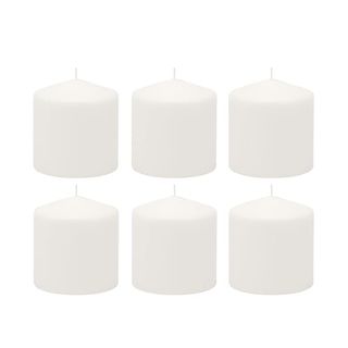 Stonebriar 18 Hour Long Burning Unscented Pillar Candles, 3x3, White , Count of 6