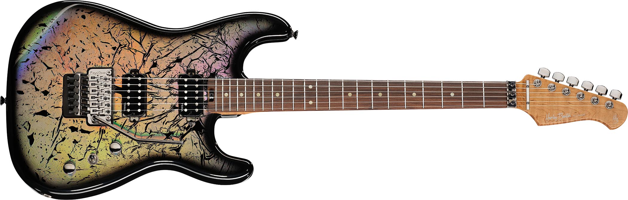 Harley Benton goes for the '80s vibe as it refreshes its ST-80FR shred guitars in six Sparkle Burst finishes &ndash; including Hologram.