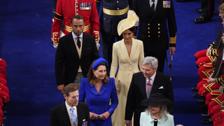 James Middleton and Pippa Matthews with their parents Michael and Carole Middleton arrive for the coronation ceremony of King Charles III and Queen Camilla in Westminster Abbey, on May 6, 2023 in London, England