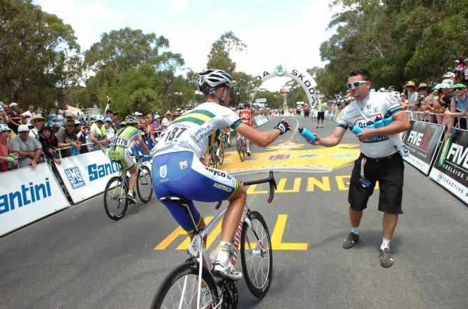Calvin Watson (UniSA) earns himself a drink after his efforts in the breakaway