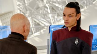 Sir Patrick Stewart and Evan Evagora in Star Trek: Picard season 2