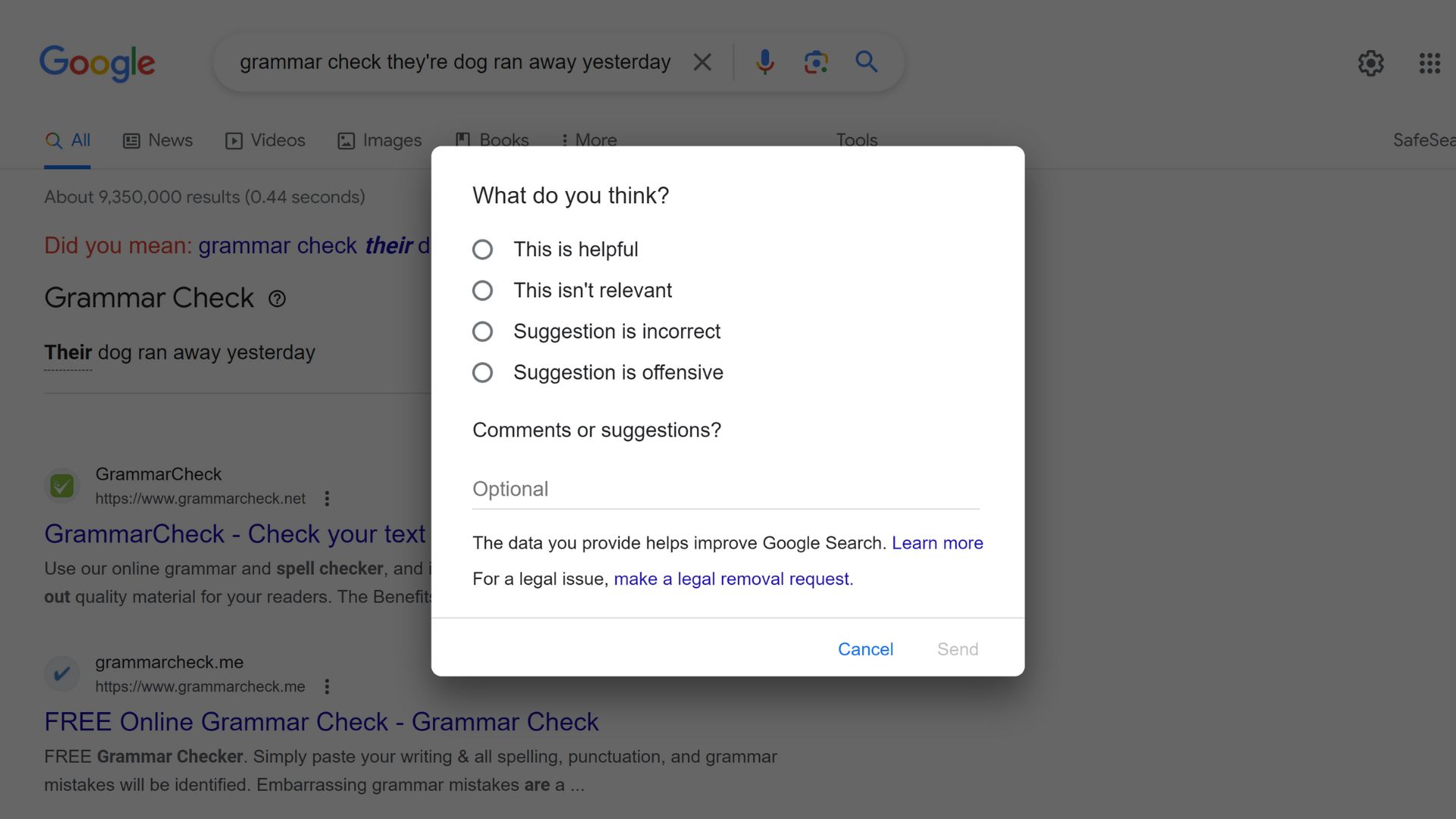 grammar check feedback google search