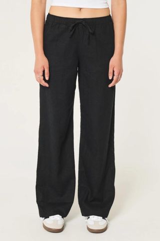 Hollister Adjustable Rise Linen Blend Wide-Leg Pants