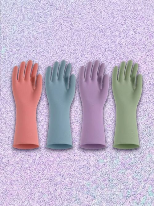 Rubber Cleaning Gloves for Dishwashing, 4 Pairs
