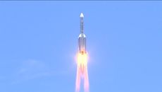 A Chinese Long March 5 rocket launches the China National Space Administration's Tianwen-1 Mars rover, lander and orbiter from Wenchang Satellite Launch Center on Hainan Island on July 23, 2020.