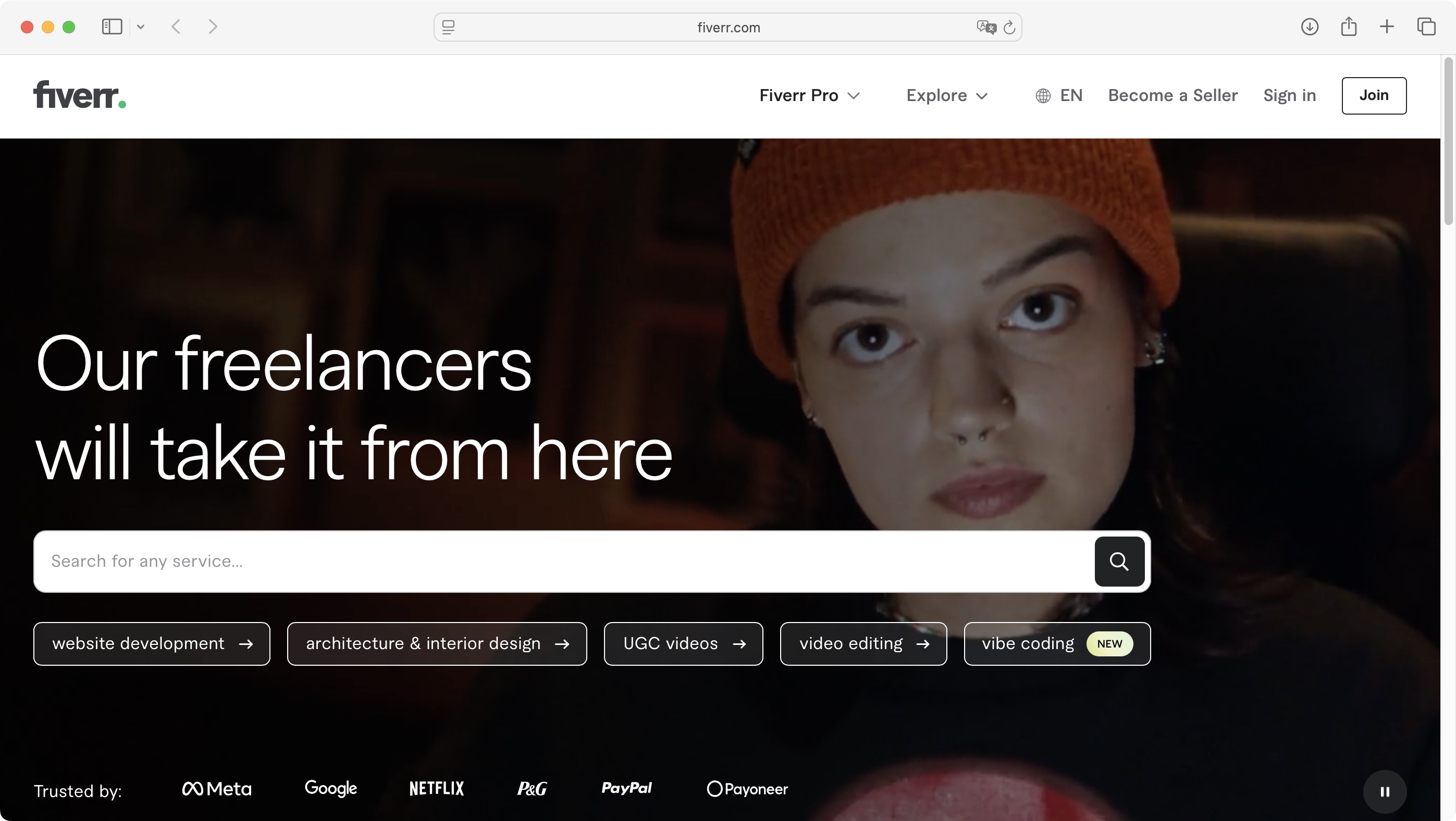 Fiverr homepage