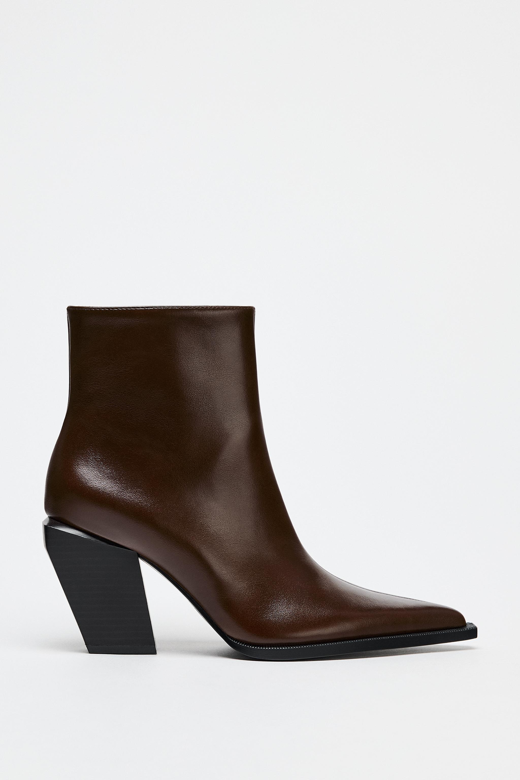 Leather Cowboy-Heel Ankle Boots