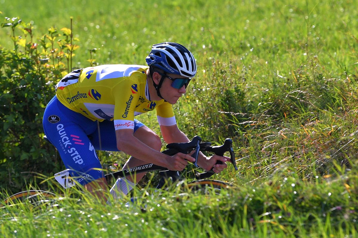 KRAKOW POLAND AUGUST 09 Remco Evenepoel of Belgium and Team Deceuninck QuickStep Yellow Leader Jersey during the 77th Tour of Poland 2020 Stage 5 a 188km stage from Zakopane to Krakow TourdePologne tdp20 on August 09 2020 in Krakow Poland Photo by Luc ClaessenGetty Images