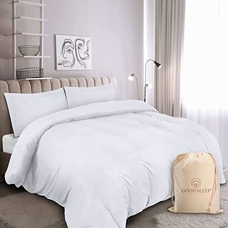 King Size Duvet Cover Set, 1000 Tc 3 Pc Quilt Cover Set, White Bedding Set, 100% Egyptian Cotton Duvet Covers, (1 Duvet Cover King Size, 2 Pillowcases), Luxury Egyptian Cotton Bedding.