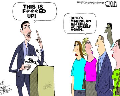 Political Cartoon U.S. Beto O Rourke cursing