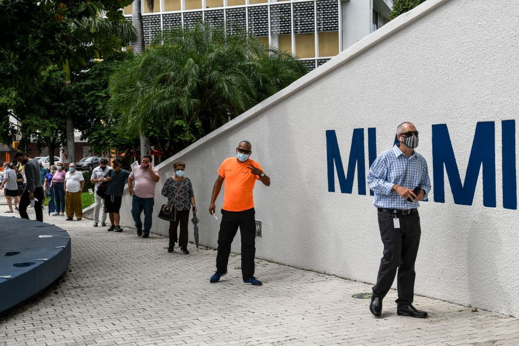 Miami voters line up to cast their ballots early.