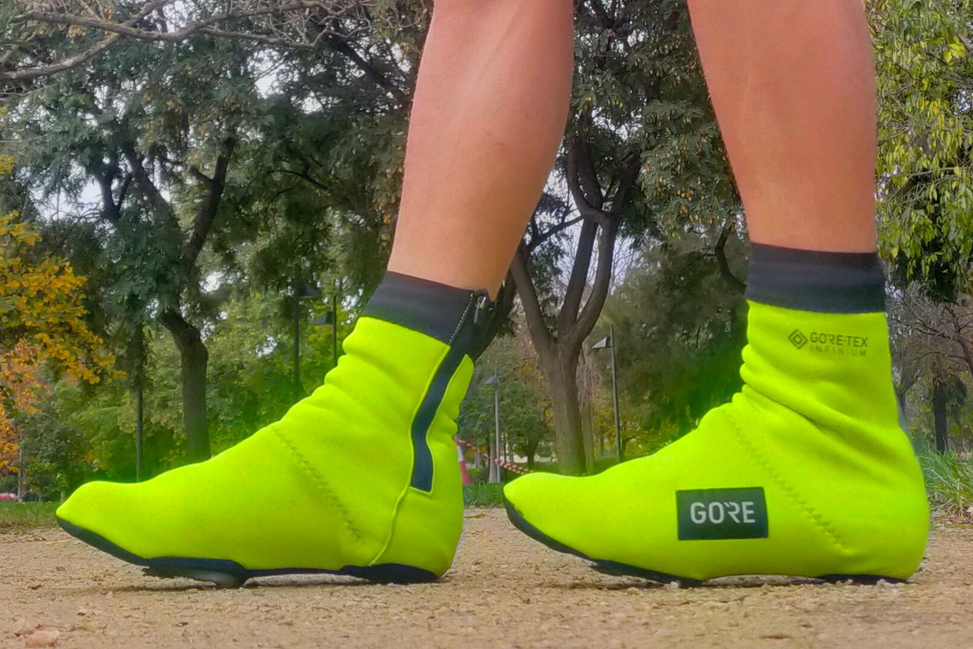 Rider wearing the Gorewear Shield Thermo overshoes