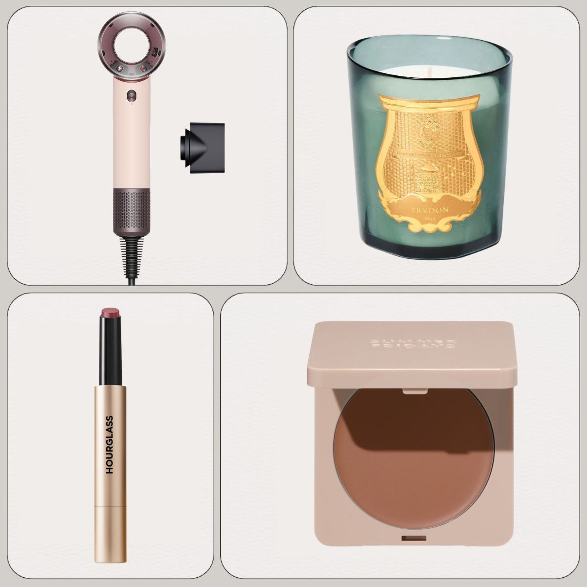 Graphic of some of the best new beauty products of the month