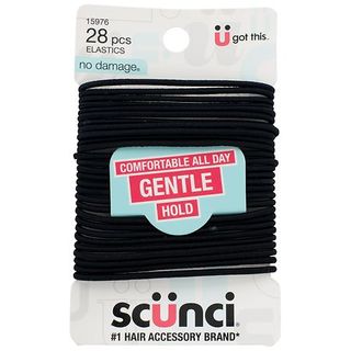 Scunci No Damage Gentle-Hold Elastic Hair Bands Medium Black Black