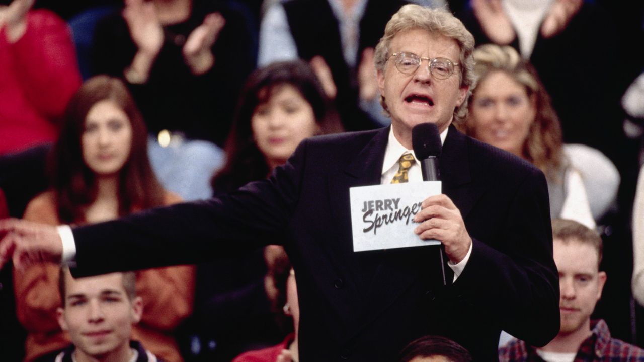 Talk show host Jerry Springer talks to his guests and audience on the set of &quot;The Jerry Springer Show&quot;