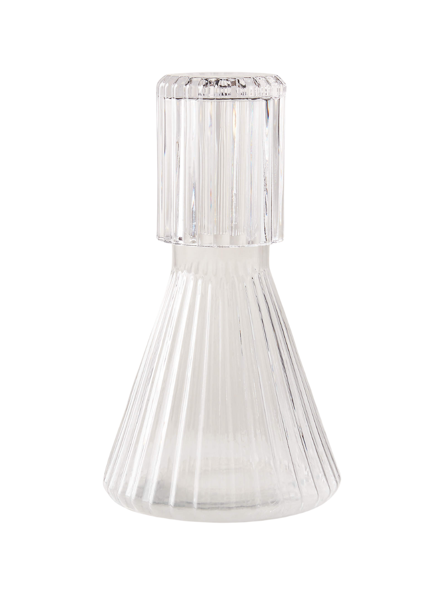 Aleric Ribbed Glass Carafe and Cup