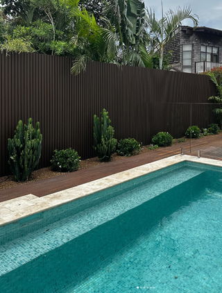 Composite panelling in a backyard