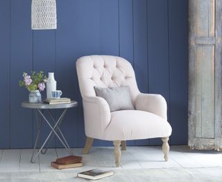 Flump occasional chair in Faded Pink brushed cotton, £745, Loaf