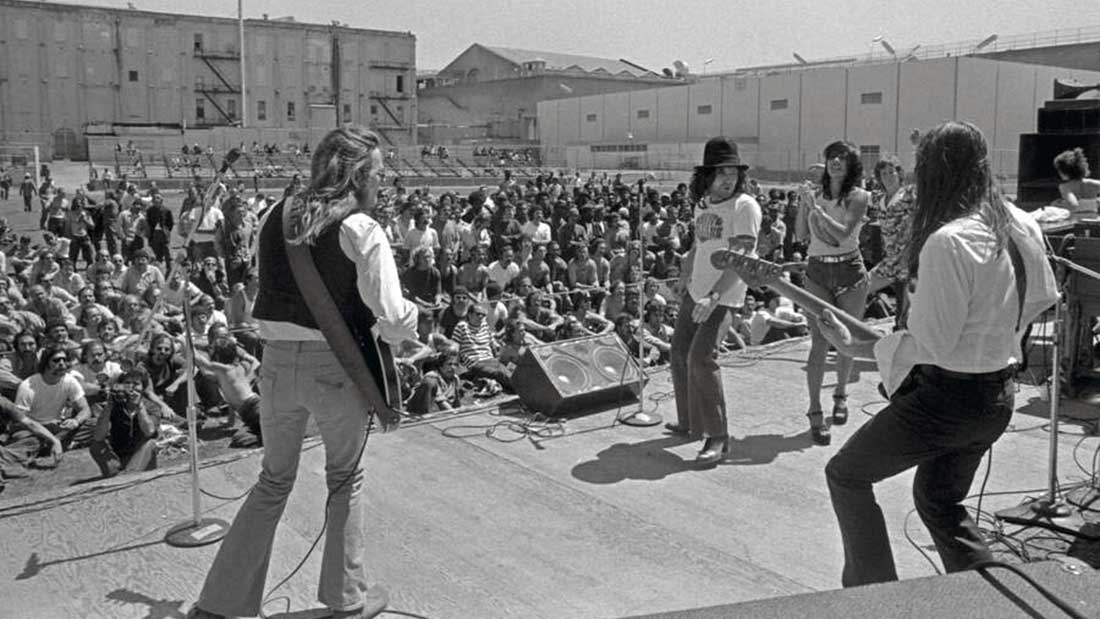 The Frankie Miller Band onstage at San Quentin