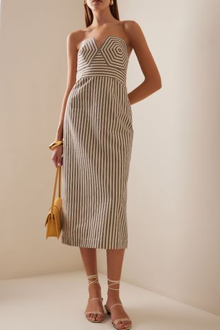 Mara Hoffman Rina Strapless Striped-Cotton Midi Dress
