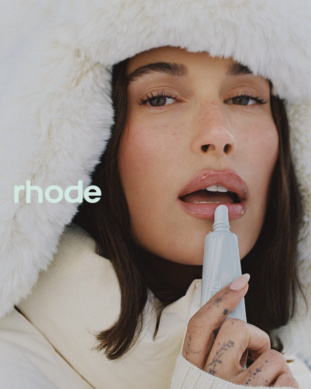 Hailey Bieber featured in a Rhode campaign