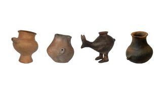 A selection of Late Bronze Age feeding vessels dated to around 1200 B.C. to 800 B.C.