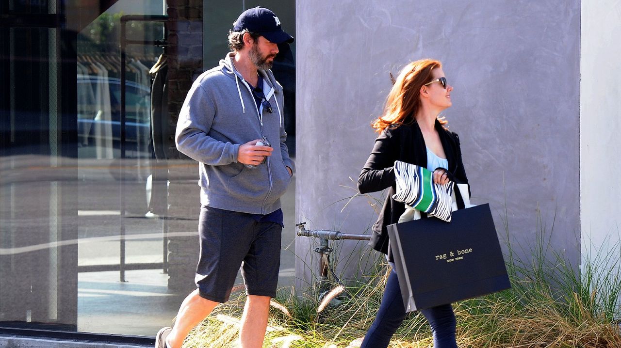 Amy Adams (R) and fiance Darren Le Gallo are seen on February 06, 2015 in Los Angeles, California. 