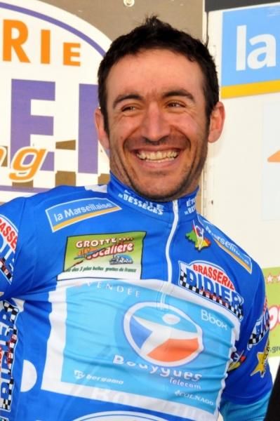It's all smiles for mountain classification leader Laurent Lefevre (Bbox Bouygues Telecom).