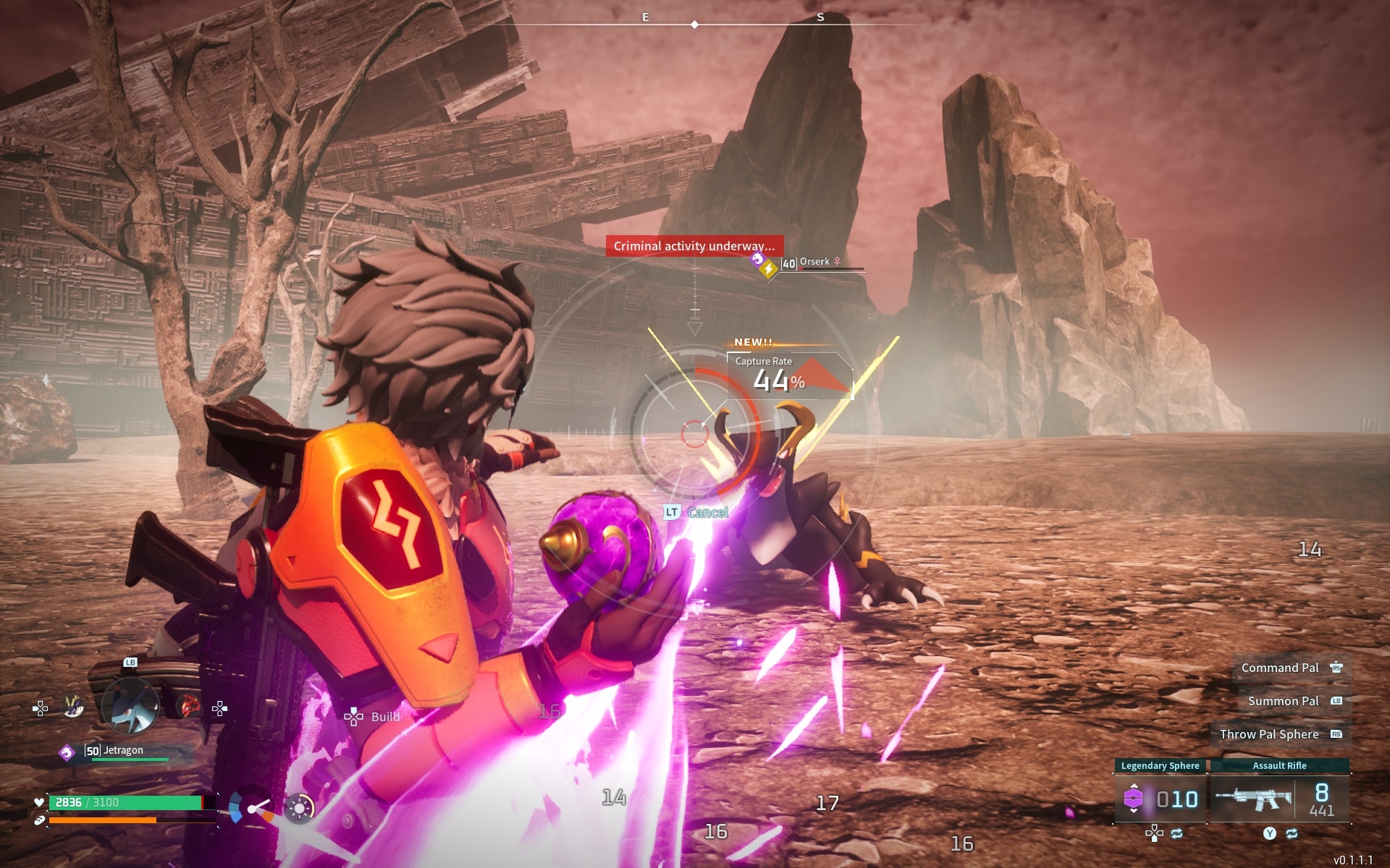 Captura de pantalla de Palworld de Orserk en mitad de la batalla