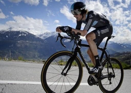 Bradley Wiggins (Sky) en route to victory in both the stage and overall at the Tour de Romandie.