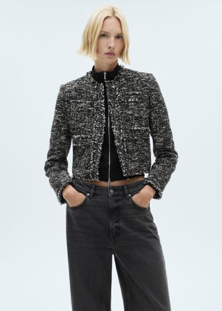 Tweed Jacket With Frayed Ends - Women | Mango United Kingdom