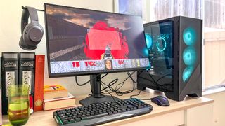 Alienware 27 4K Dual-Resolution Gaming Monitor review unit on a desk