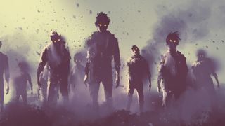 Artwork of zombies roaming into view