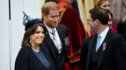 Prince Harry chatting with cousins at King Charles' Coronation