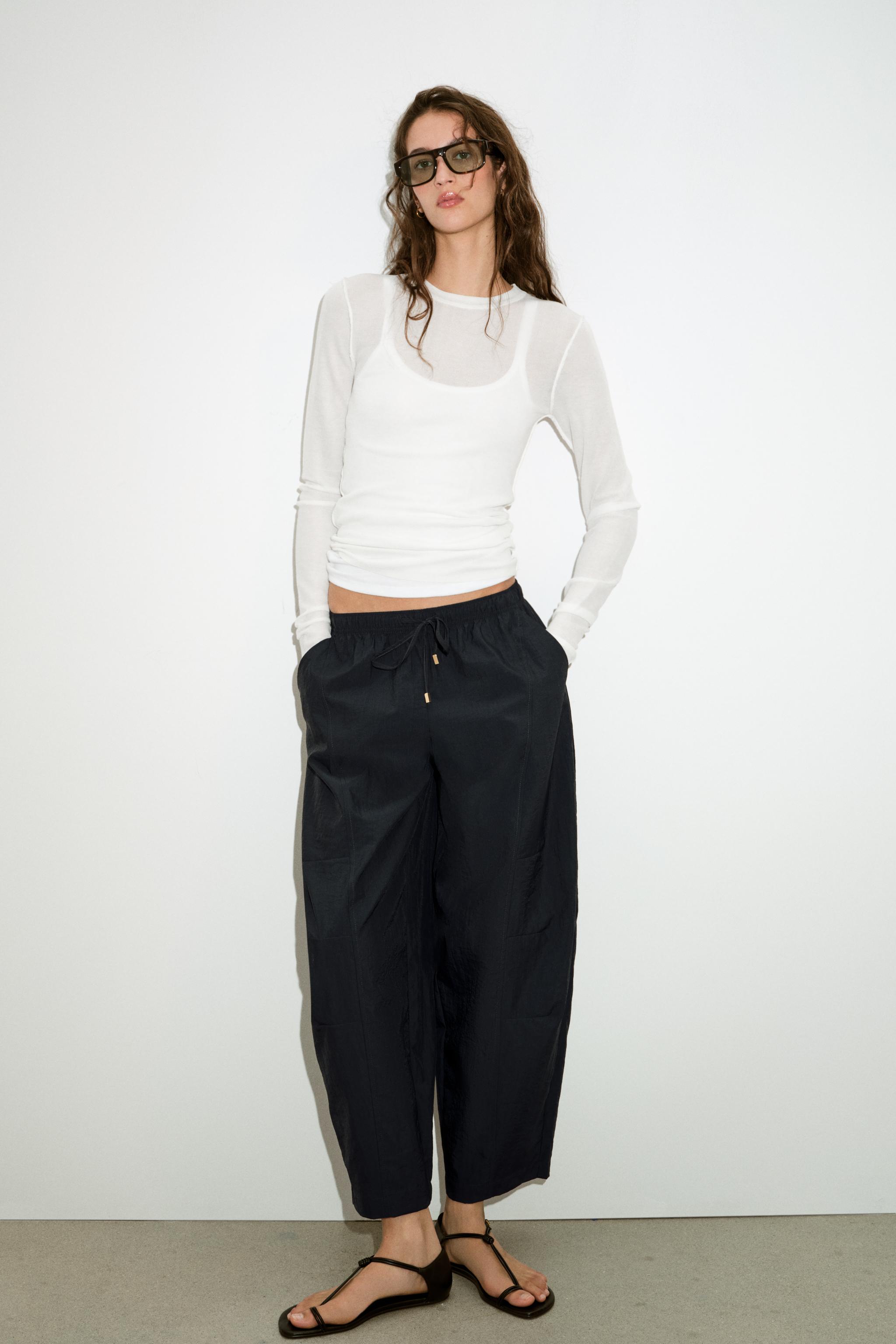 Elastic Waist Barrel Pants