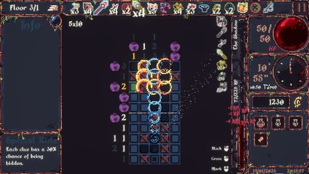 A player triggers a cascade of artifact effects in CiniCross.