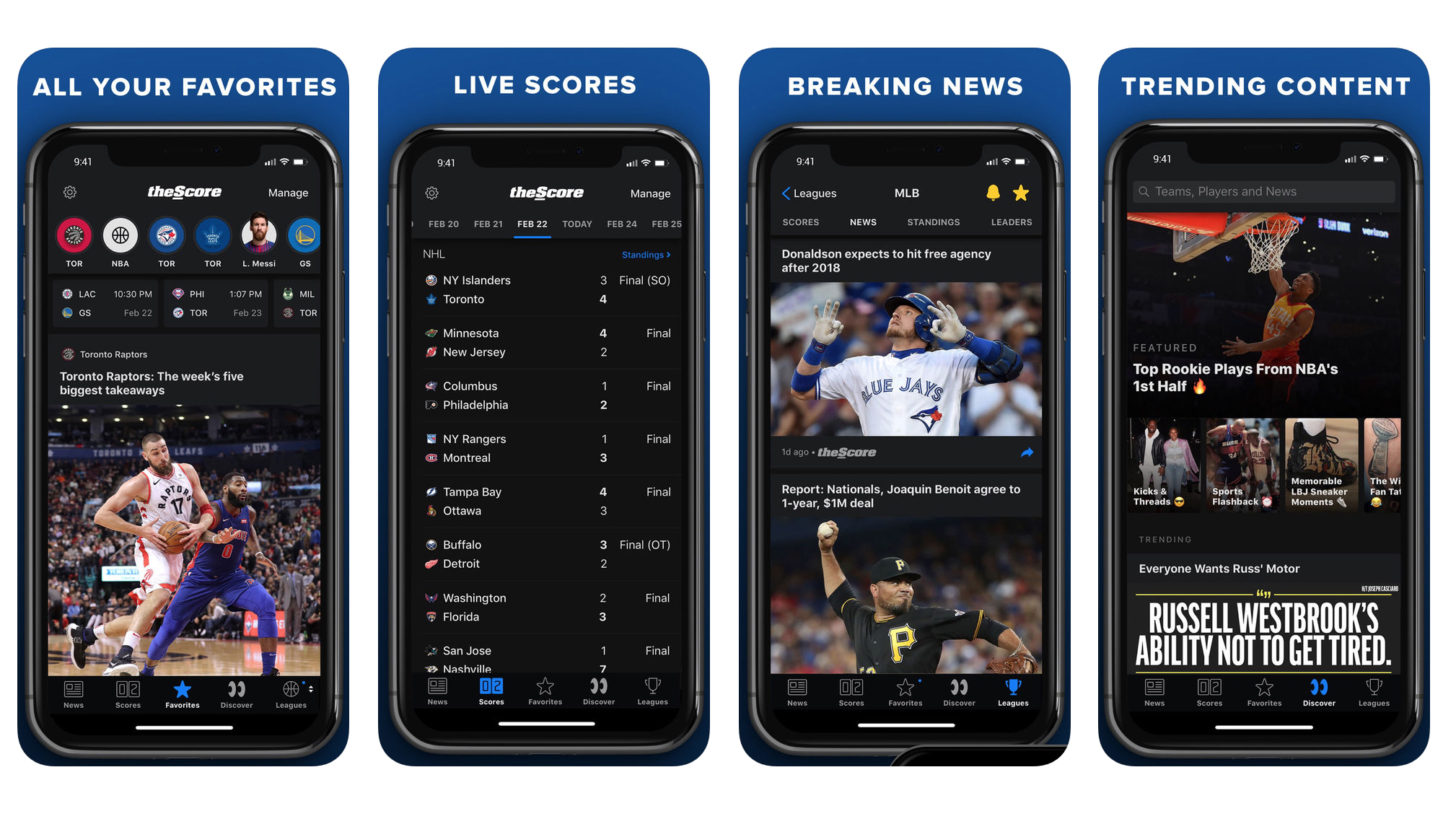 A screenshot of thescore app